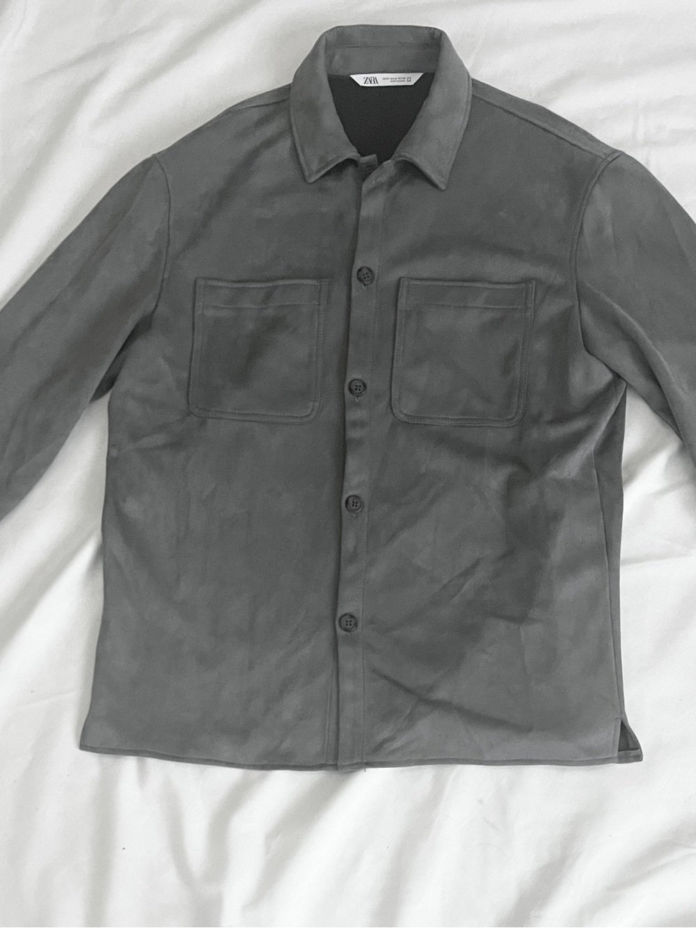 Zara Men Gray Suede Shirt Jacket